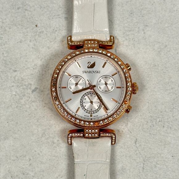Swarovski Watch Womens 37mm Era Journey Rose Gold Tone Crystal Bezel New Battery - Picture 1 of 15